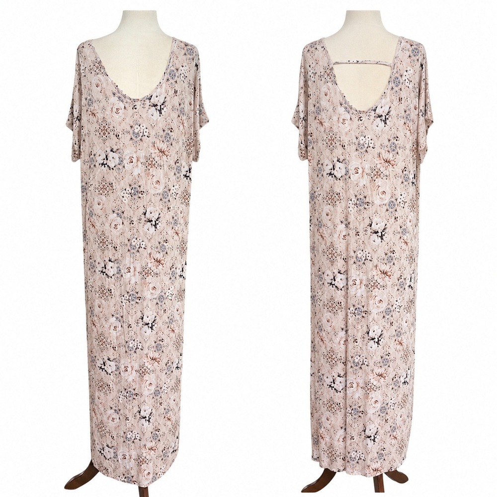 Floral Boho Maxi Dress 2XL Cottagecore Lagenlook Feminine Casual Soft Comfy